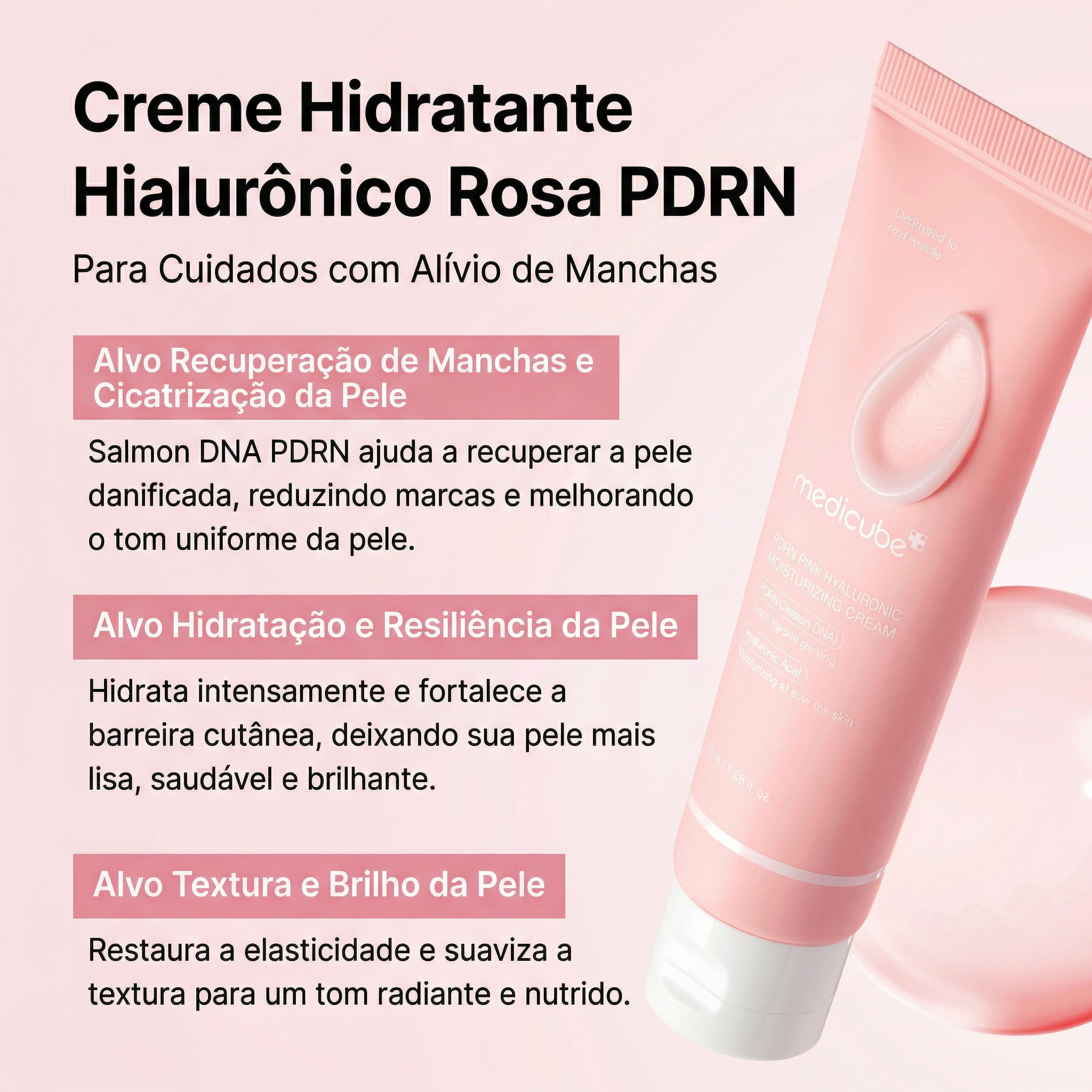 Medicube Creme Facial Rosa com peptídeos para fortalecer a barreira cutânea e revitalizar a pele.