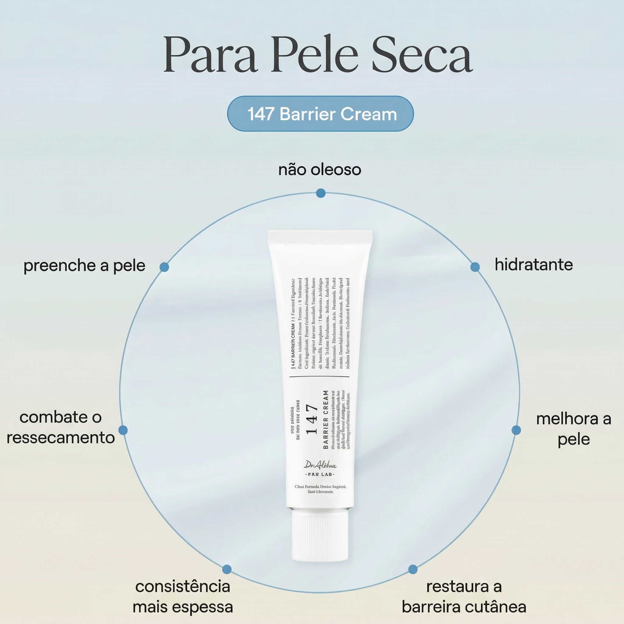 Barrier 147 Cream com textura cremosa e acabamento sedoso sem sensação pesada.