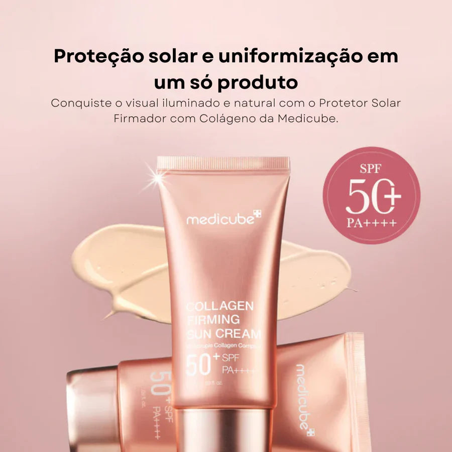 Protetor solar coreano Medicube com efeito tone-up e brilho natural para o rosto
