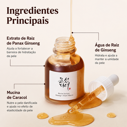 Sérum coreano com mucina de caracol e niacinamida