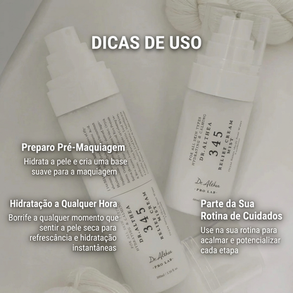 345 Relief Cream Mist promove hidratação leve e luminosidade natural da pele diariamente.