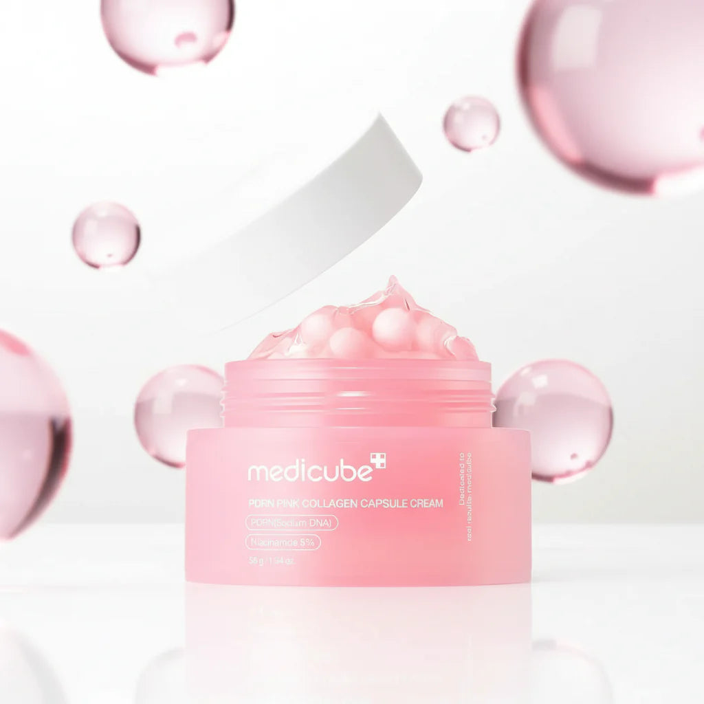 Creme facial Medicube com textura dupla personalizável para cuidado diário da pele.