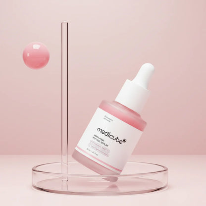 Medicube PDRN Pink Peptide Sérum iluminador com peptídeos e niacinamida para pele radiante.