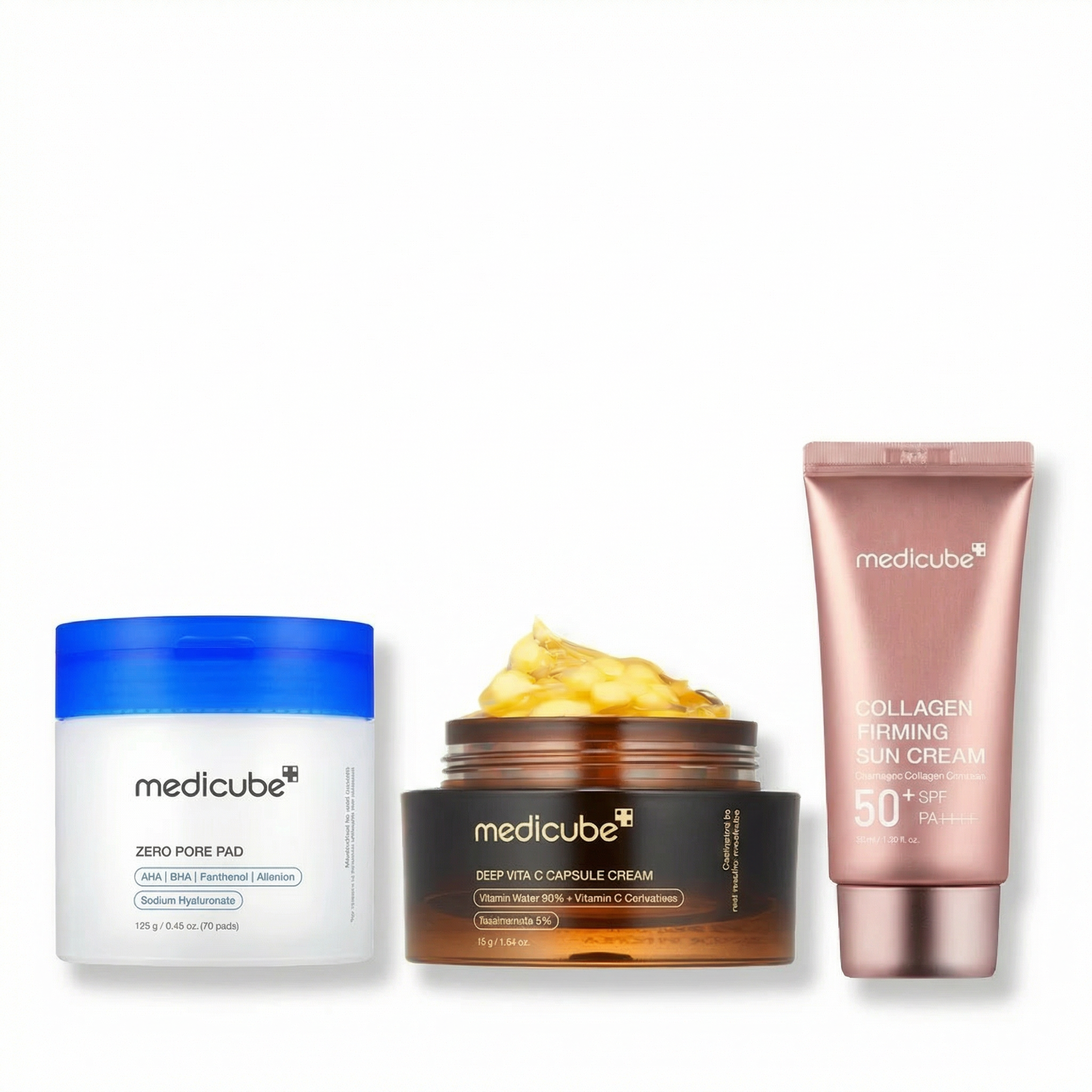 Kit Trio Medicube Clareamento, Limpeza de Poros e Proteção Solar