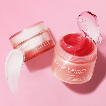 Kit facial Medicube com creme triplo colágeno e gel de colágeno com niacinamida.