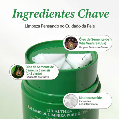 Bálsamo de limpeza facial com centella asiática e madecassoside para pele sensível.