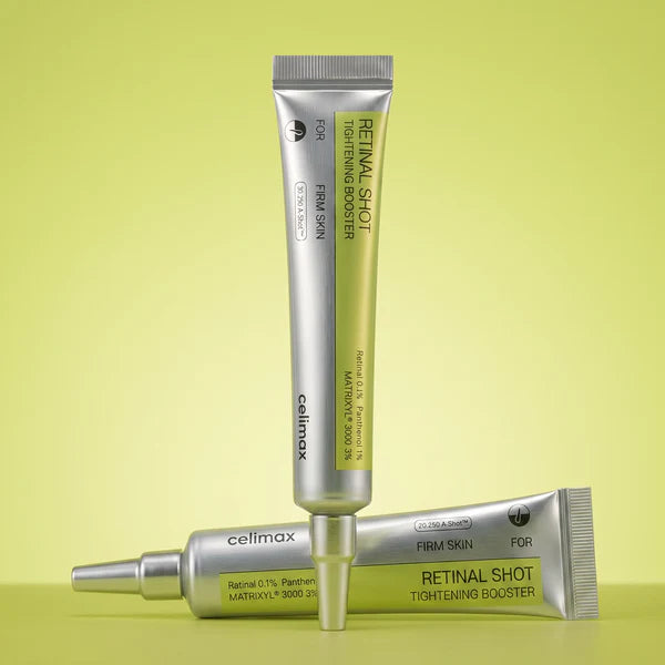 Tratamento facial Celimax com retinal lipossomal e peptídeos para rugas e textura da pele.