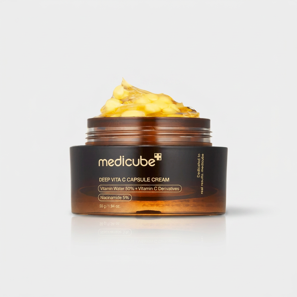 Creme Medicube Deep Vita C Capsule Cream com vitamina C para luminosidade e uniformização da pele.