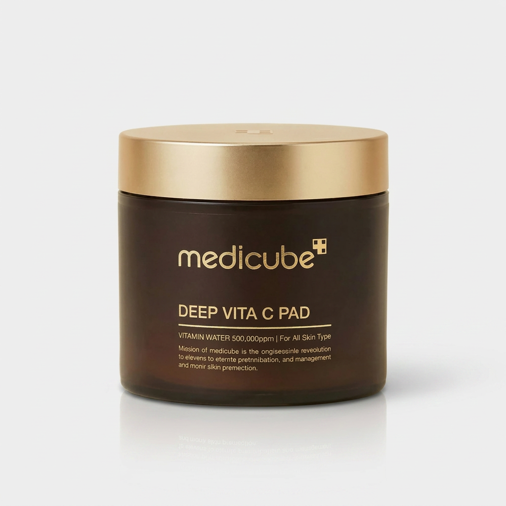 Discos Iluminadores Medicube com vitamina C para luminosidade e uniformização da pele.