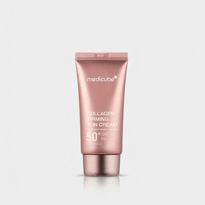 Protetor Solar Firmador Medicube com colágeno para proteção UV, firmeza e luminosidade da pele.