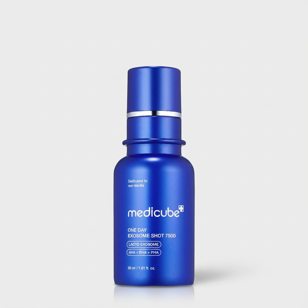 Sérum Medicube Exosome Shot 7500 com tecnologia inspirada no microagulhamento para renovação da pele.