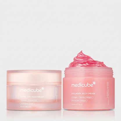 Kit Medicube Collagen Swirl Duo com hidratação profunda, firmeza e luminosidade para a pele.