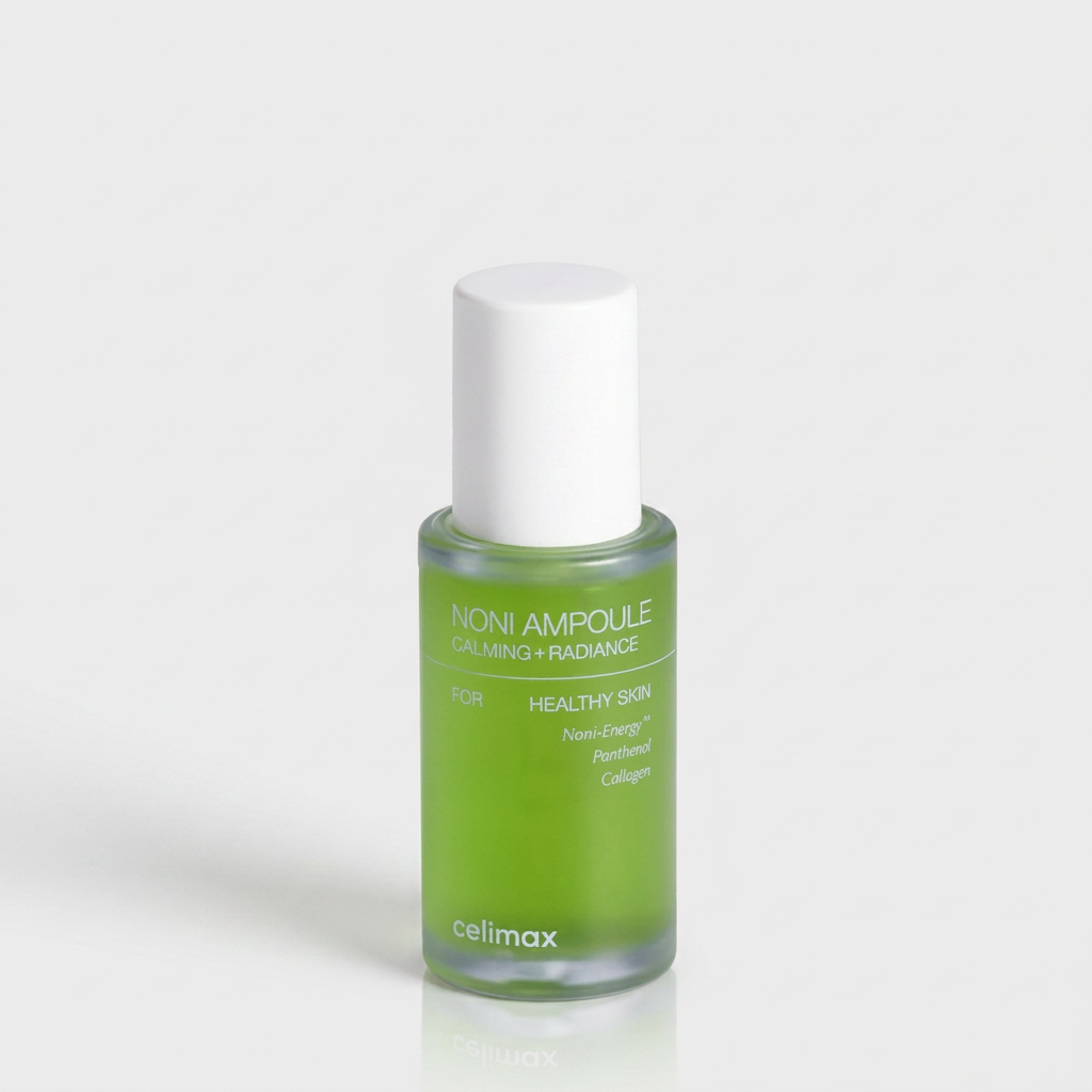 Celimax Noni Energy Ampoule promove brilho natural e cuidado diário da pele opaca.