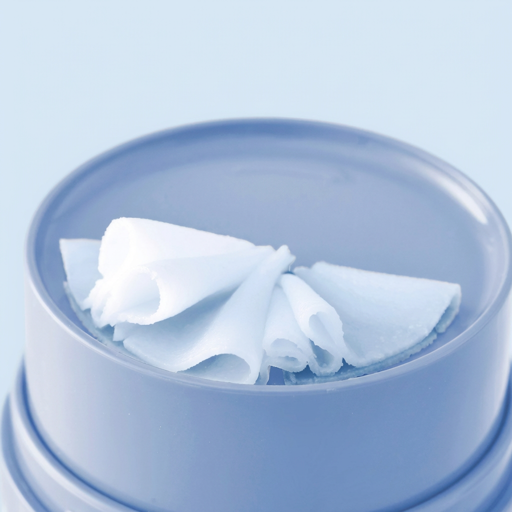 Cleanser facial com textura tipo sorvete para remoção de maquiagem resistente à água.